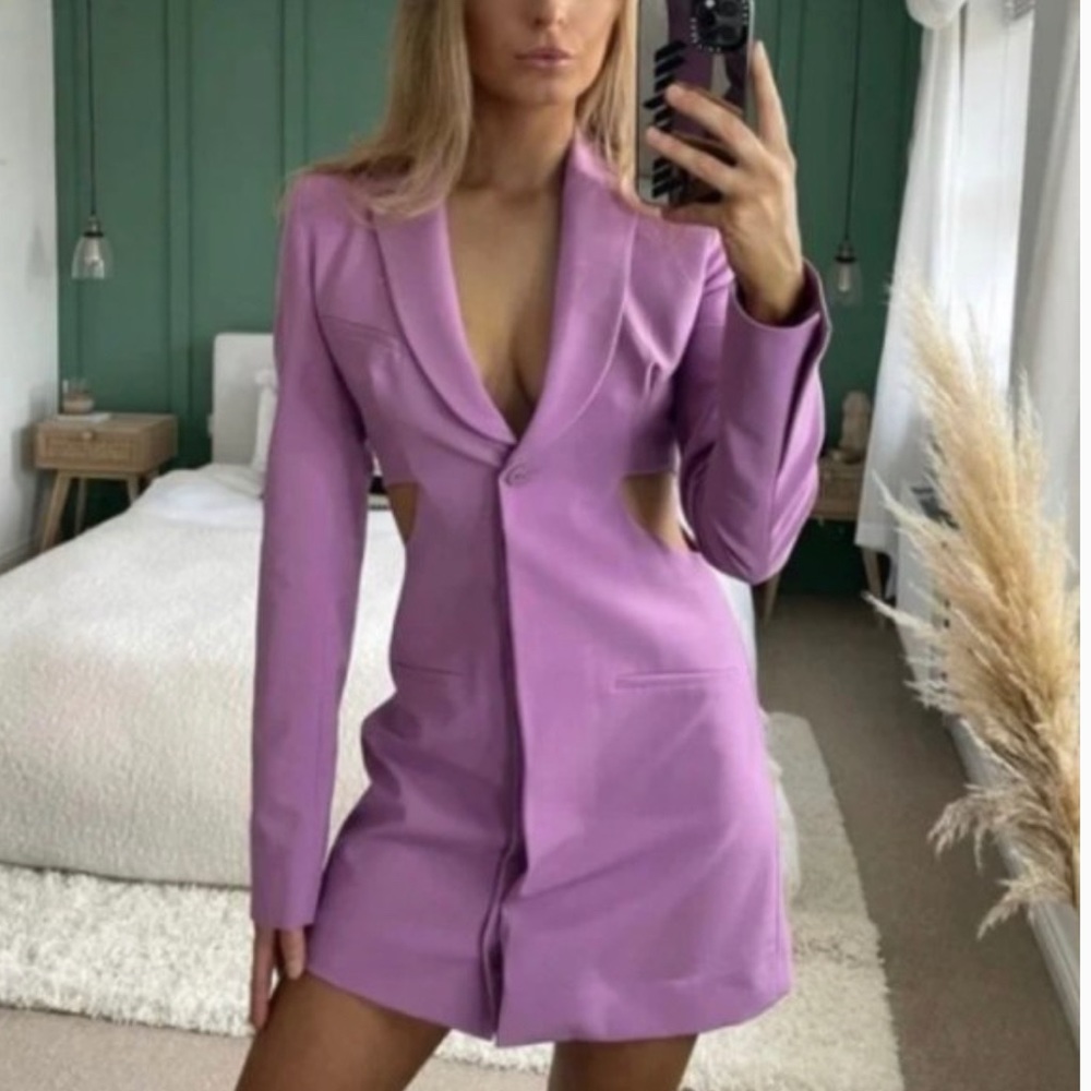 Zara Cut Out Blazer Lilac Dress - XS
